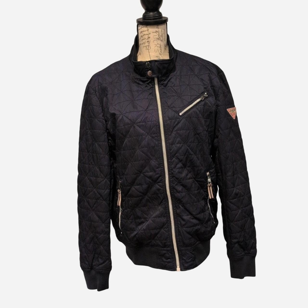 Navy Guess Quilted Jacket. Size M